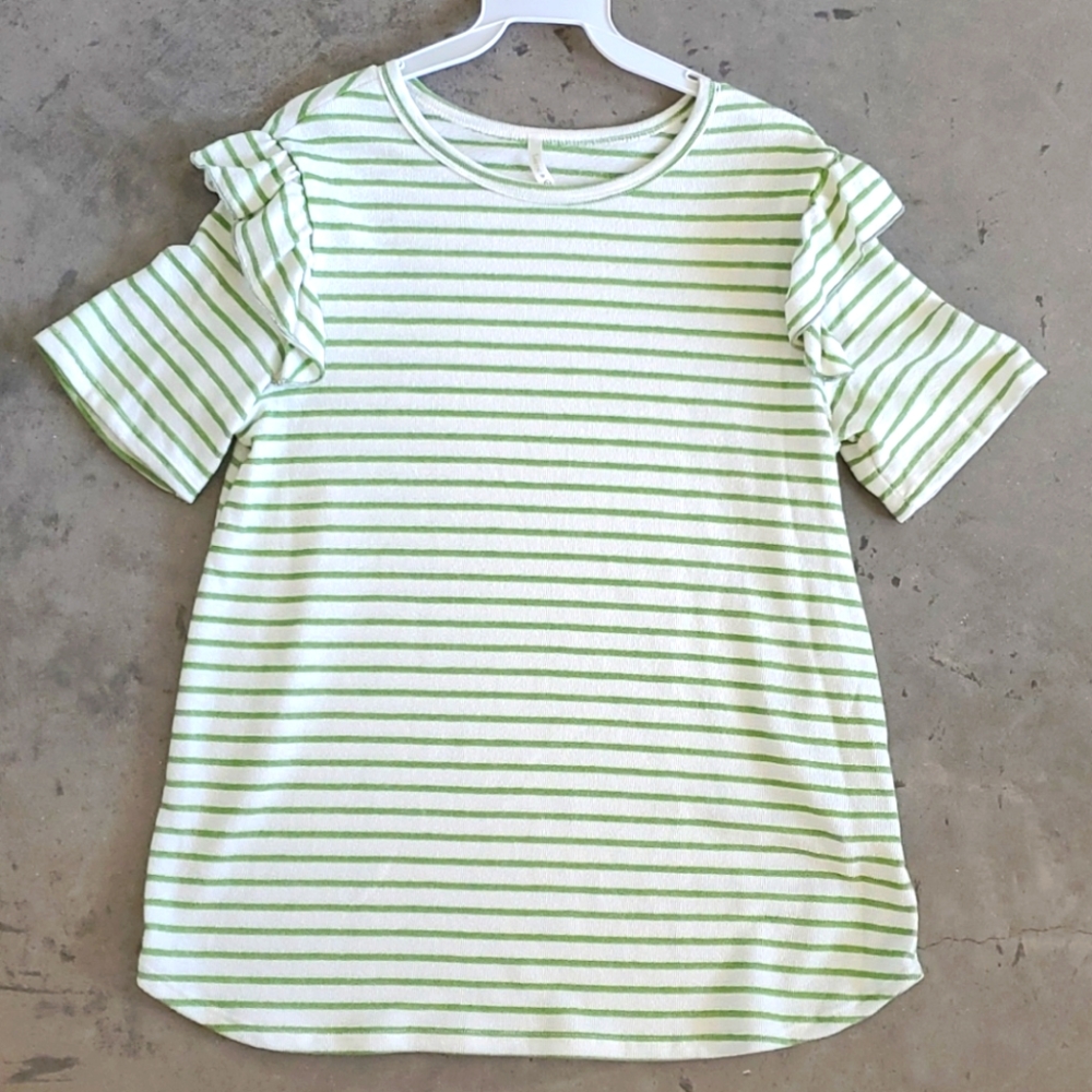 Lime n Chilli, M, off white & green striped shirt
